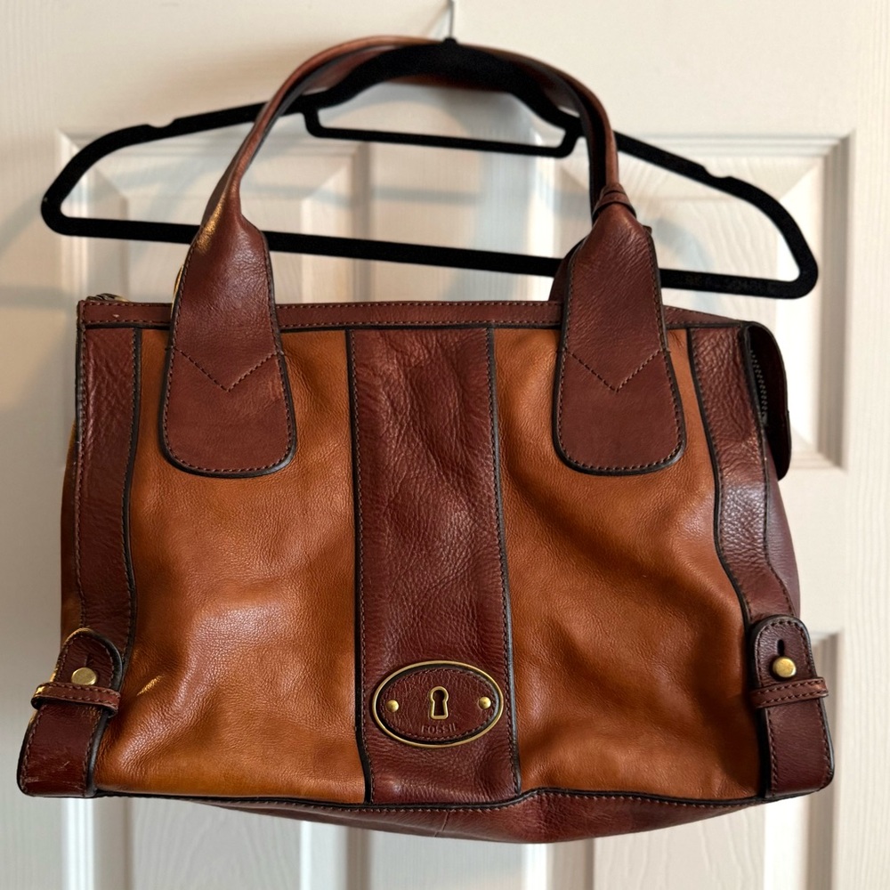 Fossil Two-Tone Brown Leather Bag